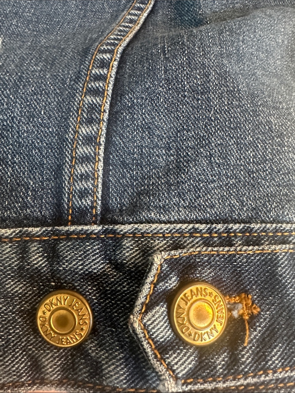 DKNY Blue Denim Sleeveless Jacket with Brass Buttons - Picture 8 of 12